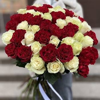 51 white and red roses - code 5353